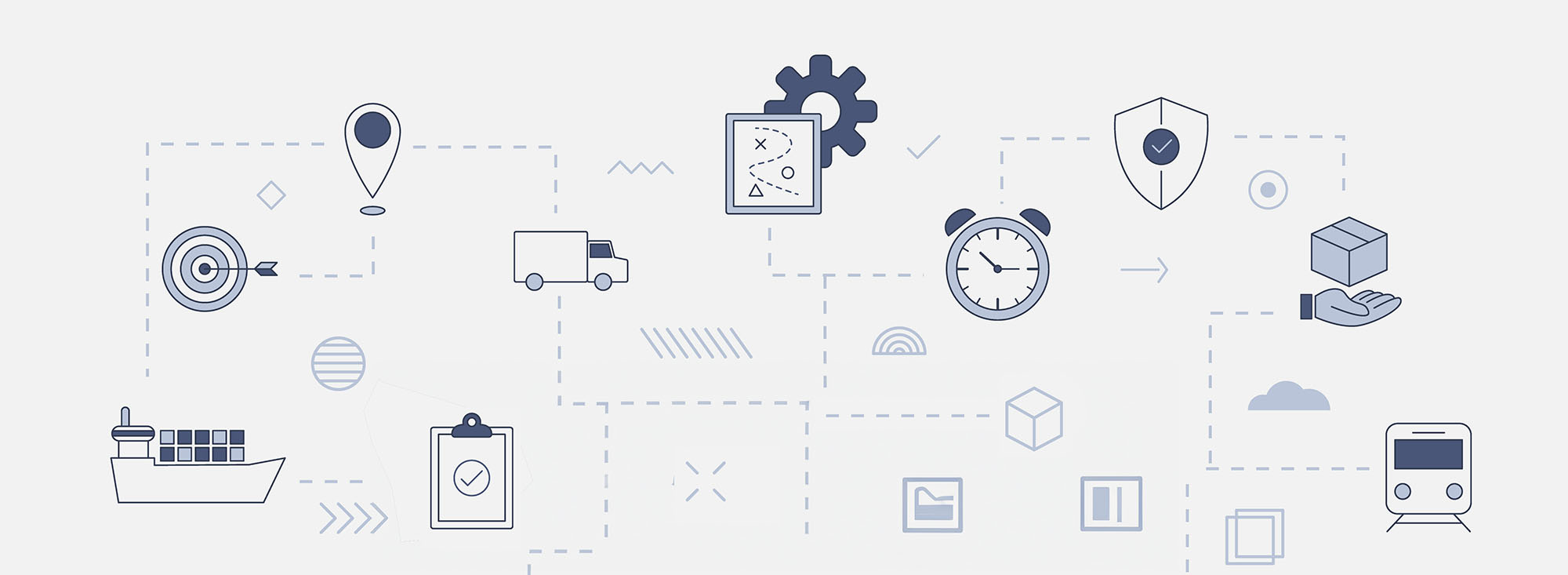 scm supply chain management concept with icon set with big word or text on center vector illustration